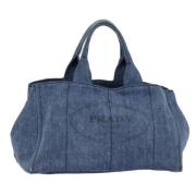 Prada Vintage Pre-owned Canvas handvskor Blue, Dam