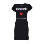 Moschino Svart Hjärtbroderad Miniklänning Black, Dam