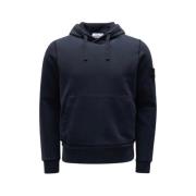 Stone Island Blå Hoodie i Bomullsfleece Blue, Herr