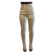 Dolce & Gabbana Guld Hög Midja Skinny Denim Byxor Yellow, Dam