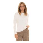 Boss Ribbstickad Rundhals Pullover White, Dam