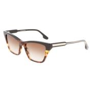 Victoria Beckham Svart och Brun Acetat Solglasögon Multicolor, Dam