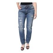 Dolce & Gabbana Slitna Boyfriend Denim Jeans Dragkedja Stängning Blue,...