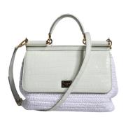 Dolce & Gabbana Vit läder crossbodyväska med guld hardware White, Dam