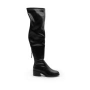 Steve Madden Knee-high svarta läderstövlar Black, Dam