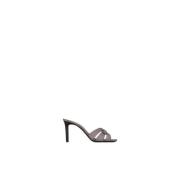 Saint Laurent Korsade Rem Stilettos Mules Gray, Dam