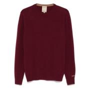 Woolrich Bordeaux Girocollo Sweaters Red, Herr