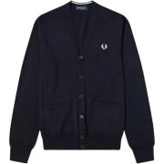 Fred Perry Marinblå Merinoull Kofta Modernistisk Stil Blue, Herr