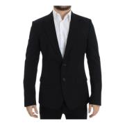 Dolce & Gabbana Svart Ull Slim Fit Blazer Jacka Black, Herr