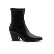 Steve Madden Svarta Texansk Stil Elastiska Läderstövlar Black, Dam