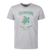 Vilebrequin Bomull Crew Neck T-Shirt Front Print Gray, Herr