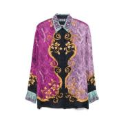 Versace Jeans Couture Skjorta med ödleskinnstryck i satin Multicolor, ...