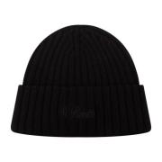 MC2 Saint Barth Svart Cashmere Ribbstickad Beanie Mössa Black, Herr