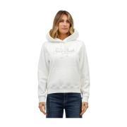 MC2 Saint Barth Hoodie med strass logo White, Dam