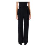 Saint Laurent Wool Grain de Poudre Trousers Black, Dam