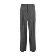 Vince Microcheck Wide Leg Trousers Gray, Dam