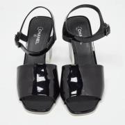 Chanel Vintage Pre-owned Tyg sandaler Black, Dam