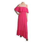 Liu Jo Mörk Fuchsia Off Shoulder Maxi Klänning Pink, Dam