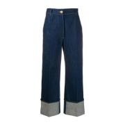 Patou Rodeo Blue High-Rise Cuffed Jeans Blue, Dam