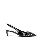 Gucci Kristallutsmyckade Slingback Kitten Heels Black, Dam