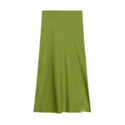 Patrizia Pepe Satin Glansig Midi Kjol Green, Dam