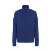 Malo Blå Ull Turtleneck Tröja Herr Blue, Herr