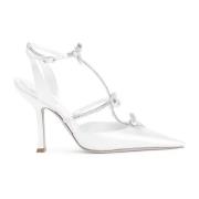 René Caovilla Vita Satin Strass Pumps Elegant Stil White, Dam