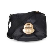 Moncler Quiltad Crossbody-väska med Justerbar Rem Black, Dam