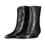 Isabel Marant Läder Cowboy Boots med Kubansk Klack Black, Dam