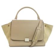 Celine Vintage Pre-owned Laeder handvskor Beige, Dam