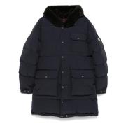 Moncler Quiltad huva med fuskpäls Blue, Herr