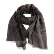 Saint Laurent Monogram Jacquard Scarf Gray, Dam