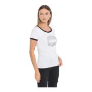 Guess Logo Strass T-shirt - Vit Rund Hals Kort Ärm White, Dam