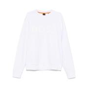 Hugo Boss Vit Bomull Crew Neck Sweatshirt White, Herr