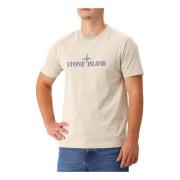 Stone Island Beige Logo Tee Gips Bomull Skjorta Beige, Herr