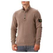 Stone Island Lambswool Half Zip Stickad i Valnöt Brown, Herr