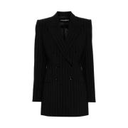 Dolce & Gabbana Pinstripe Dubbelknäppt Jacka Black, Dam