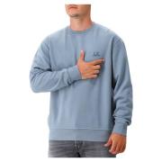 C.p. Company Blå Logo Crewneck Sweatshirt Blue, Herr