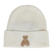 Palm Angels Beige Beanie Mössor med Bear Design Beige, Herr