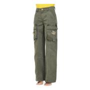 Gaëlle Paris Grön Cargo Jeans Modern Stil Green, Dam