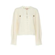 Twinset Stickad jacka för kvinnor Beige, Dam