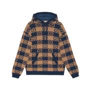 Gucci Supreme GG Intarsia-Knit Hoodie Brown, Herr