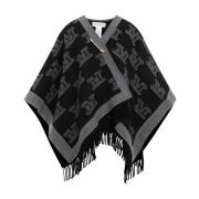 Max Mara Svart Ull Frans Cape Kappa Black, Dam