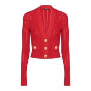 Balmain Kortstickad kofta Red, Dam