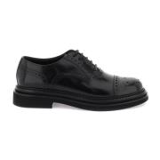 Dolce & Gabbana Borstad läder Brogue Oxford Snörskor Black, Herr