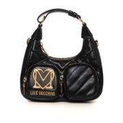 Love Moschino Halvmåneformad väska med ficka Black, Dam