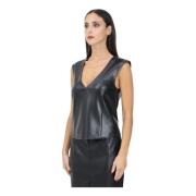 Patrizia Pepe Elegant Svart Topp Glam Rock Stil Black, Dam