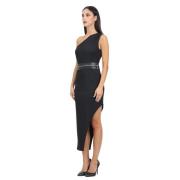 Patrizia Pepe Svart Asymmetrisk One-Shoulder Klänning Black, Dam