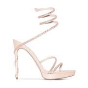 René Caovilla Nude Strappy Sandals Beige, Dam