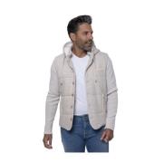 Gran Sasso Beige Huva i ull Blouson Jacka Beige, Herr